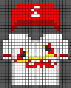 an image of a pixellated pattern with a red hat on it's head