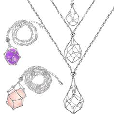 PRICES MAY VARY. Ample to Use and Share: each package comes with 3 crystal cage necklaces, providing buyers with 3 size options; It's ideal for customers who want variety or are in need of gifting options Proper Size to Wear: this crystal pendant necklace is available in 3 size options to accommodate most customers' needs; Small is about 17.7 inches/ 45 cm+1.97 inches/ 5 cm, medium is about 23.6 inches/ 60 cm+2.36 inches/ 6 cm, and large is about 29.5 inches/ 75 cm+2.76 inches/ 7 cm Quality Mate Crystal Holder Necklace, Crystal Necklace Holder, Crystal Cage, Caged Necklace, Crystal Holder, Diy Gold, Gold Diy, Necklace Holder, Crystal Pendant Necklace