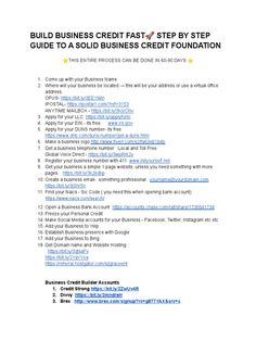 a white paper with the words build business fast step by step guide to a solid business credit