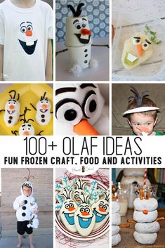 a collage of different frozen craft and activities