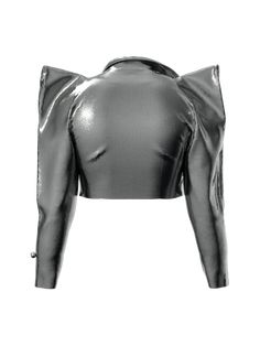 Silver jacket with exaggerated shoulder. THIS IS A DIGITAL ITEM, IT ONLY EXISTS DIGITALLY AND WILL BE APPLIED TO YOUR PHOTO(s) Color: silver. Material: digital leather. Digital clothes fit all sizes. About the collection: This mini-collection will loosely explore the idea of a story involving AI, ghosts, robots, and slime mold. The story goes like this: In the future, even if a person is gone, their avatar could live on in the metaverse. Companies offer a service where they hack into the avatars Futuristic Long Sleeve Jacket With Detachable Hood, Futuristic Outerwear With Adjustable Hood, Luxury Black Futuristic Outerwear, Black Long Sleeve Futuristic Outerwear, Futuristic Long-sleeve Streetwear Outerwear, Silver Jacket, Slime Mould, How To Apply, Leather