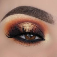 Orange Smokey Eye Makeup, Bday Makeup, Kuas Makeup, Gold Makeup Looks