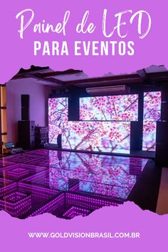 a room with purple lighting and the words panel de letd para eventos on it