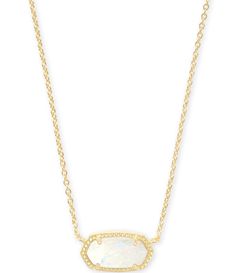 From Kendra Scott, this necklace features:Pendant necklace14K gold plated over brassLobster claw closureApprox. 0.63"L x 0.38"W stationary pendant; 15" chain with 2" extenderImported.Please note: Due to the one-of-a-kind nature of the medium, exact color patterns may vary slightly from the image shown. Kender Scott Necklaces, Kender Scott, Cute Simple Necklaces, Elisa Gold Pendant Necklace, Preppy Necklaces, Light Blue Necklace, Kendra Scott Necklace Elisa, Kendra Scott Elisa, Preppy Jewelry