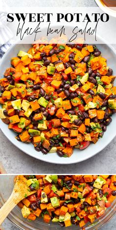 sweet potato salad with black beans and avocado