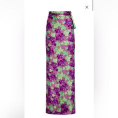 Andrea Iymana Wrap Around Skirt One Size Fits All New With Tags Elegant Purple Maxi Skirt For Summer, Chic Fitted Purple Maxi Skirt, Purple Evening Bottoms For Spring, Purple Bottoms For Evening In Spring, Purple Bottoms For Spring Evening, Chic Purple Evening Skirt, Purple Summer Evening Bottoms, Purple Lined Skirt For Evening, Long Purple Skirt With Floral Print