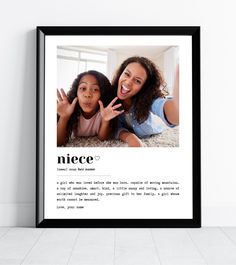 Elevate your niece's most cherished moments with this Personalized Niece Definition Print! Download and customize the perfect gift instantly--from aunt to niece. Experience the heartfelt joy of a truly unique keepsake that is not only meaningful and sentimental but also budget-friendly. With Canva editing, it's a breeze to personalize, and you can choose from 5 template sizes. Don't miss out--capture the love today! 💖 ○ SPECIFICATIONS Template 1 (2:3 Ratio) for printing: 4x6" | 8x12" | 12x18" | Gifts For Niece, Canva Editing, 5 Template, Niece Gifts, Sentimental Gifts, Definition Prints, Meaningful Gifts, Budget Friendly, Happy Shopping