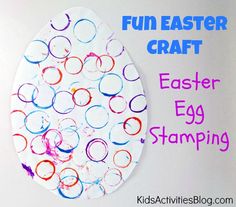 an easter egg stamping craft for kids with the words fun easter craft on it