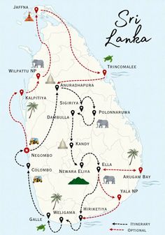 map of sri lanka with all the major tourist attractions and places to go on it