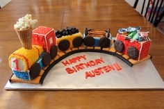 a birthday cake made to look like a train