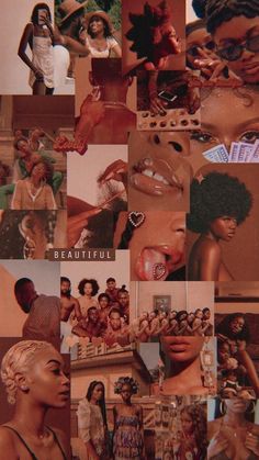 collage of black women with different facial expressions and hair styles, all in various pictures