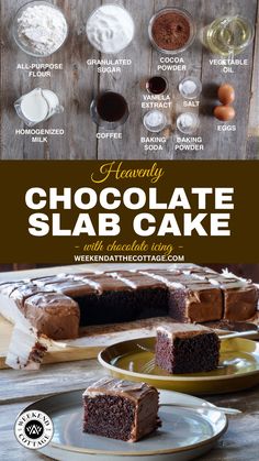 A massive rectangle of CHOCOLATE CAKE plus, a second image of the ingredients needed to make it! Black Forest Trifle Recipe, Black Forest Trifle, Slab Cake, Chocolate Cake Recipe Moist, Chocolate Slabs, Homemade Chocolate Cake, Drink Inspiration, Easy Chocolate Cake, Trifle Recipe