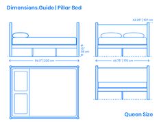 the measurements for a bed frame and headboard are shown in three different sizes, including two