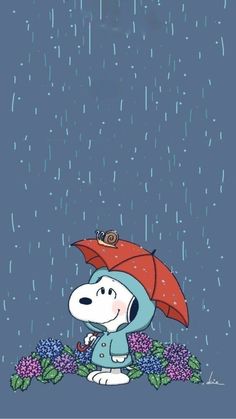 a cartoon dog holding an umbrella in the rain