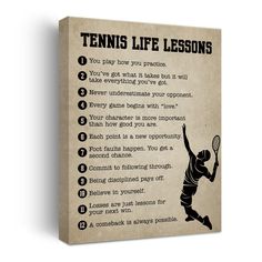 a tennis player's life lessons canvas wall art