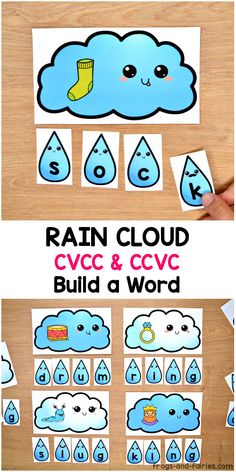 rain cloud cvc and cvo build a word game for kids to play with