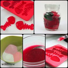 the process of making valentine's day decorations with fondant, sugar and candy