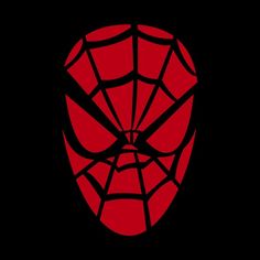 the spiderman logo is shown in red on black background, and it appears to be cracked