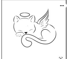 a drawing of a cat with angel wings