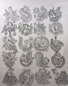 an intricately designed piece of paper with black and white designs