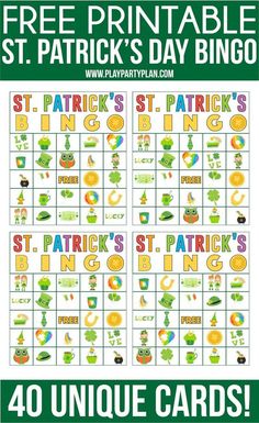 the st patrick's day printable game is shown in green and yellow colors