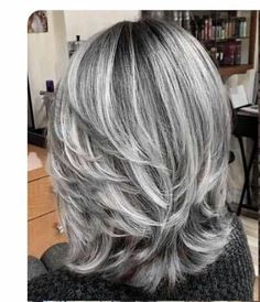 Gorgeous Gray Hair, Silver Highlights, Layered Hairstyles, Silver Hair Color, Hairstyles For, Transition To Gray Hair, Blending Gray Hair, Gray Hair Highlights, Long Gray Hair