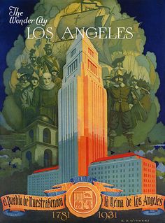 an advertisement for the world's tallest building in los angeles, ca poster art print