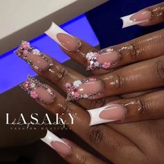 Lasaky - Premium Rhinestone Nail Adhesive Fake Nails White, Manicure Diy, Coffin Press On Nails, Unique Acrylic Nails, Nail Length, Stick On Nails, False Nail, Diy Manicure, Rhinestone Nails