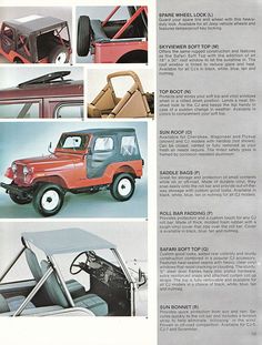 an advertisement for the jeep with pictures of different vehicles