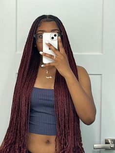 Brownish Red Braids, Dark Red Braids, Box Braids Brown, Black To Brown Hair, Dark Brown Braids, Box Braids Hairstyles For Black Women, Cute Braided Hairstyles, Braids Hairstyles Pictures