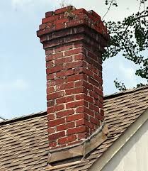 a brick chimney on the roof of a house