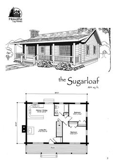 two floor plans for a small log home