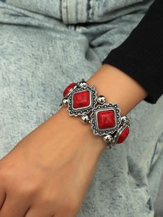 Red Vacation   Zinc Alloy   Embellished   Jewelry Cheap Funky Red Jewelry, Luxury Red Bracelets For Festive Occasions, Cheap Red Casual Bracelets, Cheap Red Bohemian Jewelry, Cheap Rectangular Red Jewelry, Cheap Artisan Red Jewelry, Luxury Red Ceremonial Bracelets, Affordable Red Bohemian Jewelry, Cheap Vintage Red Jewelry