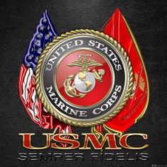 the u s marine service emblem with an american flag