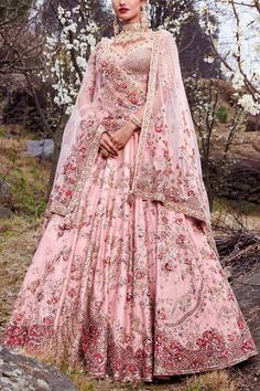 Dolly J, Silk Bridal Gown, Raw Silk Blouse, Pink Lehenga, Pink Bridal, Silk Lehenga