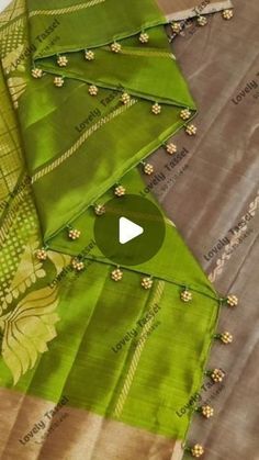 green and yellow saree with gold thread work on the palan silk materials