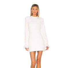 Amanda Uprichard Tallin Mini Dress L Soft Knit Long Sleeve Back Zip Lined Ivory $194 Condition: Gently Used. 19.5" Pit To Pit 26.5" Sleeve 34" Waist 32" Length 060124-Y-16-Hs-Ms Elegant White Knee-length Sweater Dress, White Fitted Sweater Dress For Work, Fitted White Sweater Dress For Work, Chic Fitted Winter White Dresses, Chic Fitted White Sweater Dress, Chic White Fitted Sweater Dress, Chic White Sweater Dress For Party, Elegant White Sweater Dress For Workwear, Elegant White Sweater Dress For Work