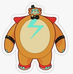 a teddy bear with a hat and lightning bolt on it's chest sticker