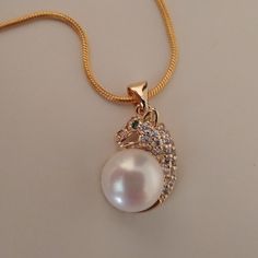 Price Firm Unless Bundled Ships Asap Securely In A Gift Box! I Have Many Pearl Jewelry Pieces For Sale, Bundle Discounts Available! Exquisite Custom Estate 14k Gold Finish Over Sterling Silver Natural 10/11mm Opaque Akoya Pearl Jeweled Panther/Tiger Face Pendant + Chain Necklace Set Excellent Preloved Condition Both Pieces Hallmarked 925 For The Silver Base But Have Genuine Gold Overlay Panther Face Is Jeweled In Crystals With A Green Crystal For The Eye + A Large Natural Pearl Chain Is 16" Long Panther Face, Chain Necklace Set, Face Pendant, Pearl Jewels, Face Necklace, Tiger Face, Gold Overlay, Natural Pearl, Green Crystal