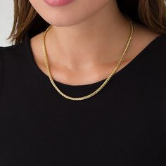 Dress-up any casual look with this shimmering chain necklace. Fashioned in warm 14K gold, this ladies' 3.15mm-wide Franco snake chain necklace features a diamond-cut finish. The necklace measures 18.0 inches in length and secures with a lobster claw clasp. Elegant Wheat Chain Necklace For Anniversary, Diamond Cut Chain Necklace For Anniversary, Anniversary Diamond Cut Chain Necklace, 14k Gold Wheat Chain Necklace, Gold Wheat Chain Necklace For Anniversary, Elegant Wheat Chain Necklace For Everyday, Gold Diamond Cut Snake Chain Necklace, Diamond Cut Link Chain Necklace For Anniversary, Yellow Gold Diamond Cut Link Necklace