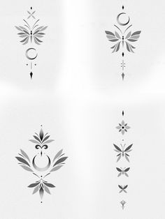 four different designs are shown in black and white