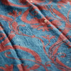 This beauty is a hand painted silk scarf (or use it as a shawl--it's definitely big enough) from Kutch, India. Kalamkari is an ancient style of hand painting by using natural dyes. This particular piece caught my eye because I love both blue and red, especially together. The flowi-ness and gorgeous color combination from the natural dyes, reeled me into the booth at the Santa Fe Market. This particular artisan is well known for his fine art, sense of design, the use of color and the superb quali Bohemian Silk Scarf With Batik Print, Bohemian Indigo Batik Print Dupatta, Bohemian Silk Scarf With Natural Dye, Traditional Handmade Silk Scarves, Bohemian Indigo Dupatta With Batik Print, Handmade Traditional Silk Scarf, Bohemian Silk Scarf With Traditional Patterns, Handmade Silk Bohemian Shawl, Red Bohemian Batik Print Dupatta