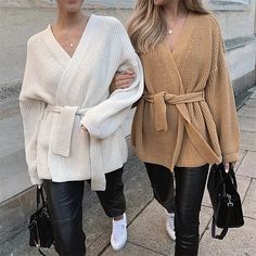 Forefair V Neck Knitted Oversized Long Sleeve Women Cardigan 2021 Autumn Winter Casual Women's Cardigans Sweaters Small Cardigan, Women's Cardigans, Oversized Knit Cardigan, Grunge Streetwear, Oversized Long Sleeve, Chunky Knit Cardigan, Sleeve Women, Sweater Brands, Wrap Cardigan