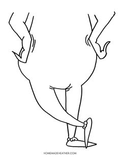 a black and white drawing of a cartoon character holding his leg up to the ground