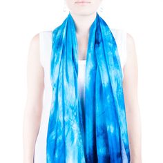 "Different shades of turquoise and white flow to create interesting patterns. This scarf is made when ordered and will be done using the same colours and similar patterns it will differ slightly from the patterns on the picture. Colours will be vibrant and lasting. We use only 100% best quality Silk, 5mm habotai. The silk is soft and comfortable to wear, cool in the summer and warm in the cold months. Our scarves are all hand dyed using a variety of Shibori techniques, an ancient Japanese silk d Silk Veil, Ombre Scarf, Shibori Techniques, Interesting Patterns, Summer Scarf, Scarf Silk, Shades Of Turquoise, Japanese Silk, Purple Ombre