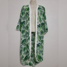 New With Tags Questions? Leave A Comment Below! Casual Printed White Kimono, Casual White Kimono With Kimono Sleeves, Casual White Printed Kimono, White Short Sleeve Kimono For Vacation, Casual White Spring Kimono, Casual White Kimono For Spring, Summer Beach Kimono With 3/4 Sleeves, Spring Beach Kimono With 3/4 Sleeve, White Long Sleeve Summer Kimono