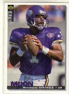 the minnesota vikings football card is shown in this image, it has a man holding a football