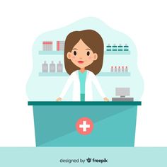 a woman behind the counter at a pharmacy