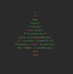 a christmas tree made out of text on a black background