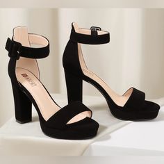 Cute, Comfortable Strappy Black Heals. Dress Up Or Dress Down. Never Been Worn! Bought 2 Sizes For A Wedding, The 7s Fit Better, And Missed The Return Window. Black Heels Wedding Bridesmaid, Black Elegant Heels Prom, Black Tie Heels, Classy Black Shoes, Fancy Black Heels, Hoco Heels, Grad Shoes, Homecoming Heels, High Heels Classy